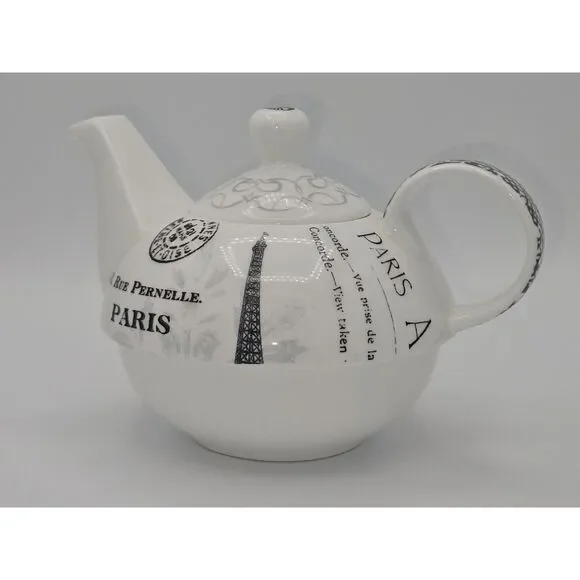 Paula Scaletta PPD Paris Postcard Bone China Teapot Eiffel Tower