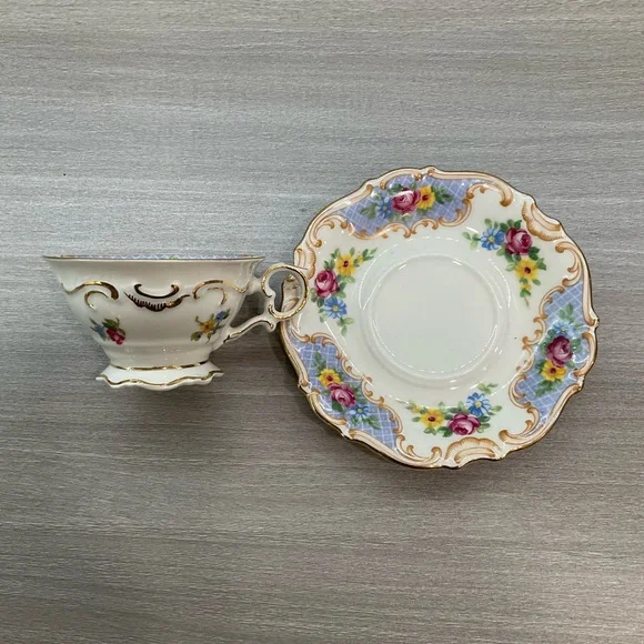 VINTAGE ~ SCHUMANN BAVARIA ~ GERMANY ~ U.S. ZONE ~ CHINA TEA CUP & SAUCER~1940's