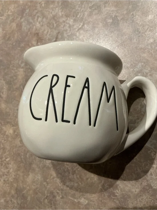 Rae Dunn 'CREAM' Ceramic Creamer - Off-White with Black Lettering