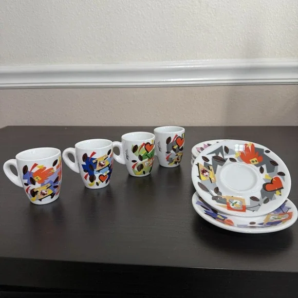 Gaggia Espresso‎ Cup Set (4) Nespolo Special Edition 2008 Anniversary Italy