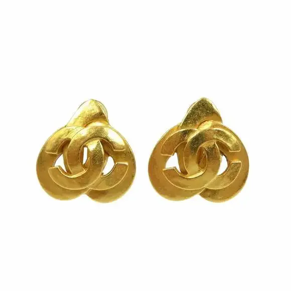 CHANEL Gold Logo Earrings