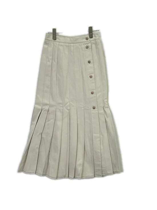 Chanel Coco Button Cotton Pleated Skirt 34