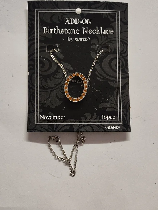 GANZ Silver Necklace with Orange Topaz Circle Pendant