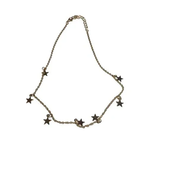 Simple Women’s Choker Chain Star‎ Necklace Gold Tone
