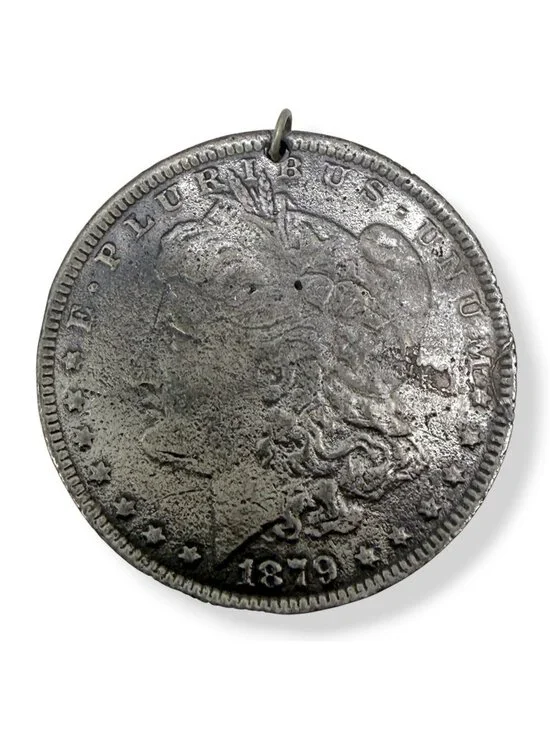 Vintage Coin Style Pendant Silvertone Reproduction Morgan Dollar Medallion Large
