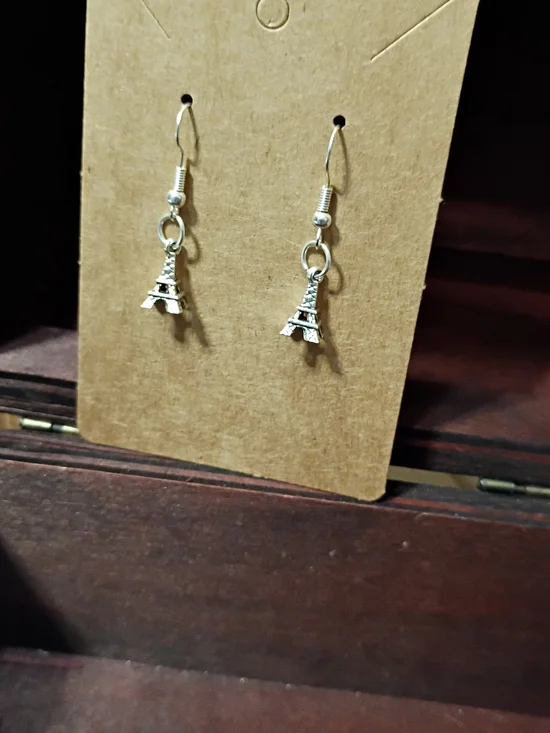 Silver Eiffel Tower Dangle Earrings - Women Jewelry Handcrafted