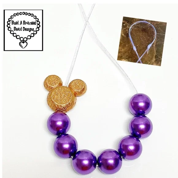 Handmade Mickey Mouse Inspired Purple Pearl Necklace – Kids Jewelry Disney Mom