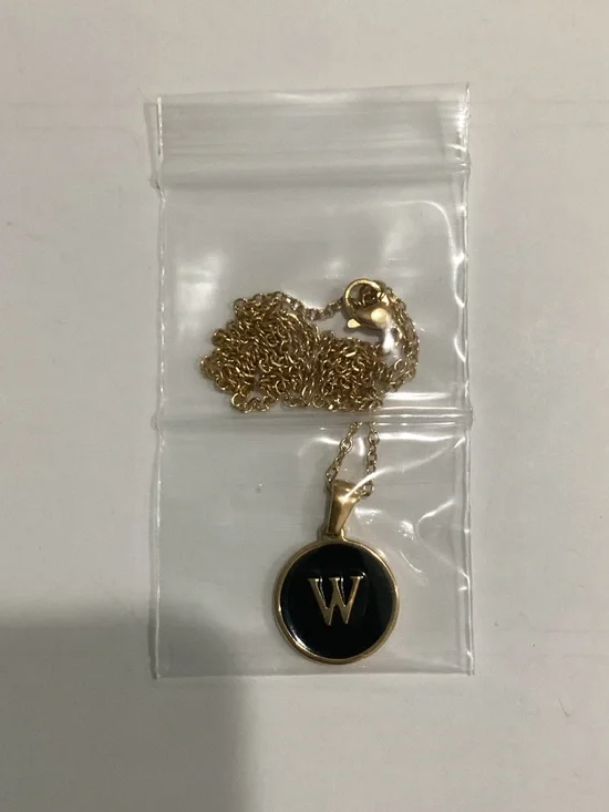 Gold-Tone Initial W Pendant Necklace in Black - Women Jewelry