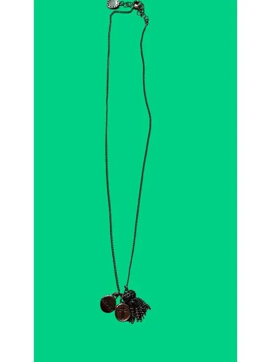 Gold-Tone Necklace Y2K Cross Blessed Charm & Tassel Pendant Adjustable Chain