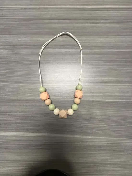 Silicone Teething and Nursing Necklace with Geometric Beads