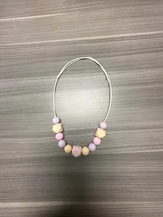 Silicone Teething and Nursing Necklace with Geometric and Round Pastel Beads