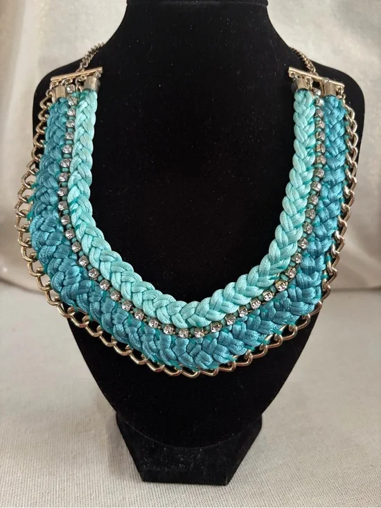 Tommy Bahama Braided Teal Statement Necklace