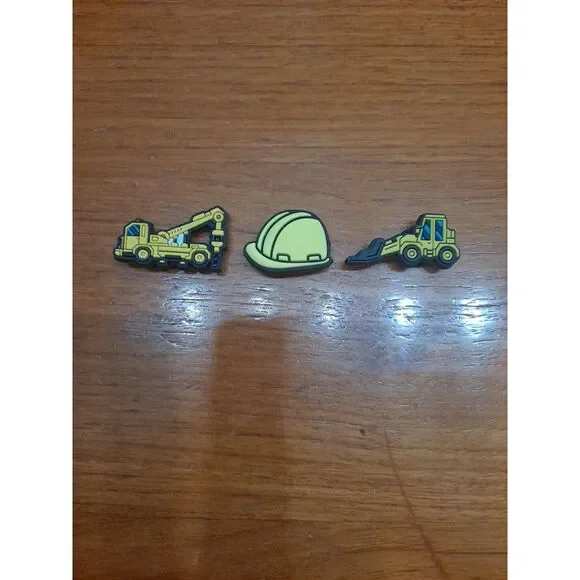 Lot Of 3‎ Yellow Heavy Duty Construction Themed Croc Charm Jibz