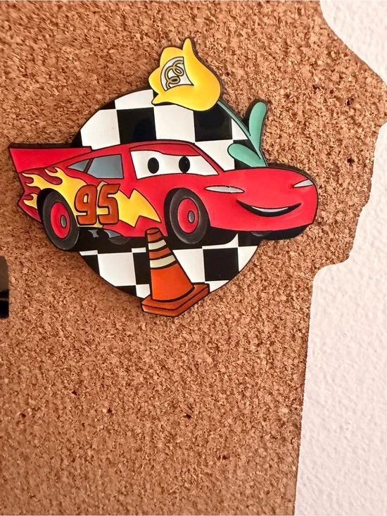 Loungefly Red Lightning McQueen Kids Pin with Black & White Check