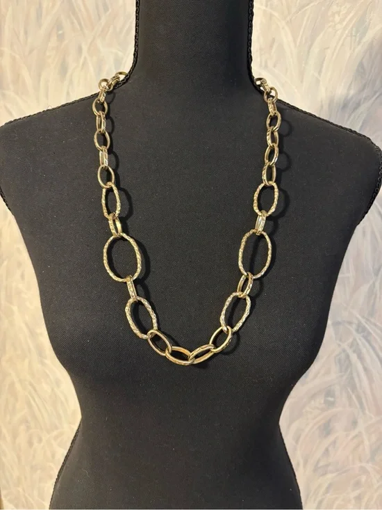 Dana Buchman Matte Gold Textured Link Necklace 29”+2”