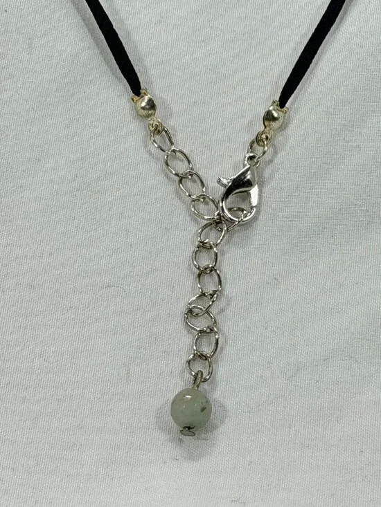 Elegant Silver and Black Necklace with an earthy colored bead