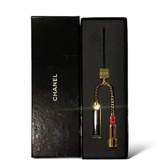 Authentic CHANEL Lipstick/Makeup Charms on Gold-Tone Chain
