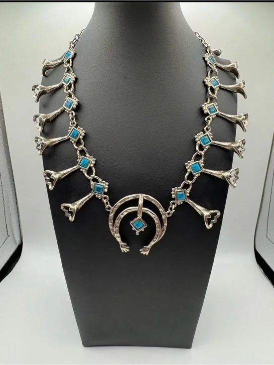 Vintage Squash Blossom Necklace with Naja Pendant