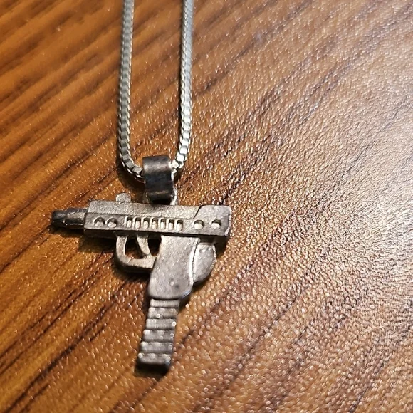 UZI Gun Pendant Necklace 18