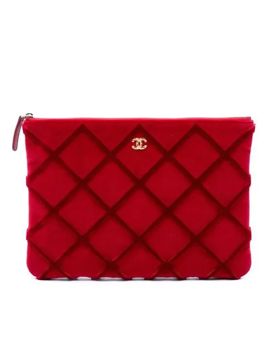 Chanel Medium Cc Quilted Velvet O Case #284807C10B