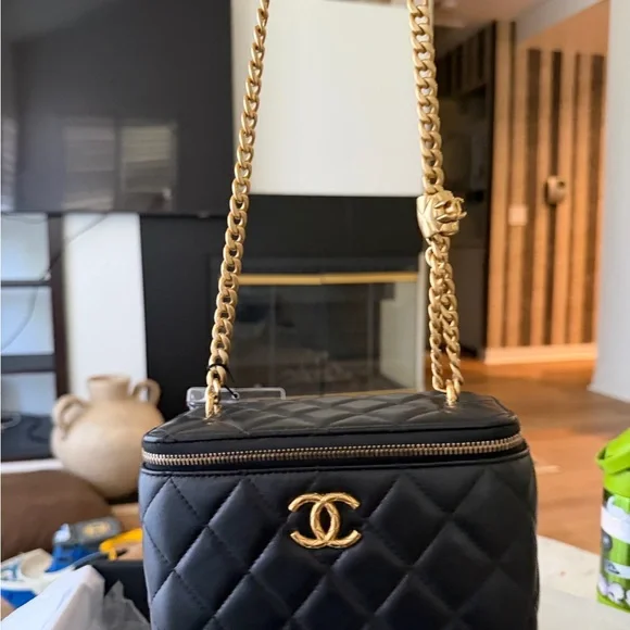CHANEL small Vanity Crossbody with Gold Chain