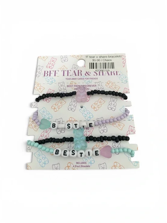Agora Pastel Mint Lavender Black Bestie Beaded Bracelet Set