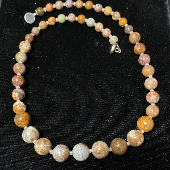 Artisan Natural African Green Opal gemstone silver magnetic clasp necklace