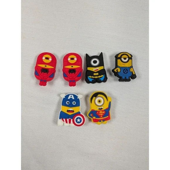 Minions Superhero Shoe Charms Lot Of 6