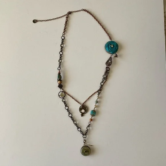Costume jewelry necklace roses trinkets charms
