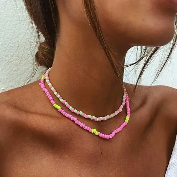 Boho  beaded necklace #968