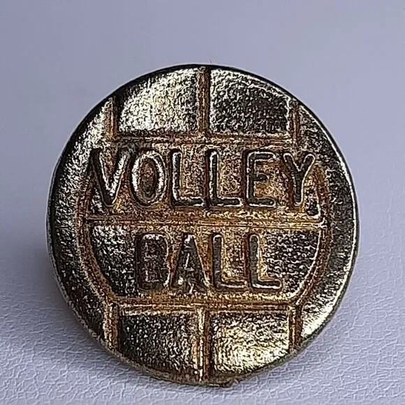 Gold-Tone Vtg VOLLEYBALL Lapel Pin for Letterman Jacket HS Athletics Volley Ball