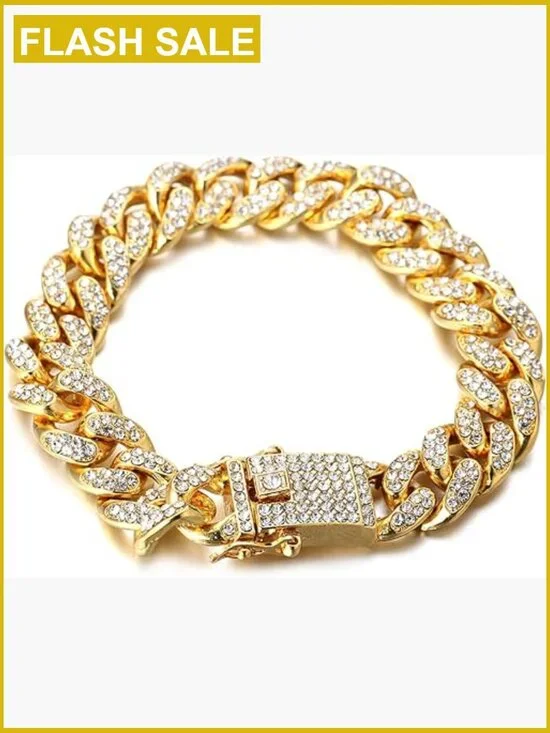 Gold Plated Cuban Link Chain Bracelet for Boys - Cubic Zirconia