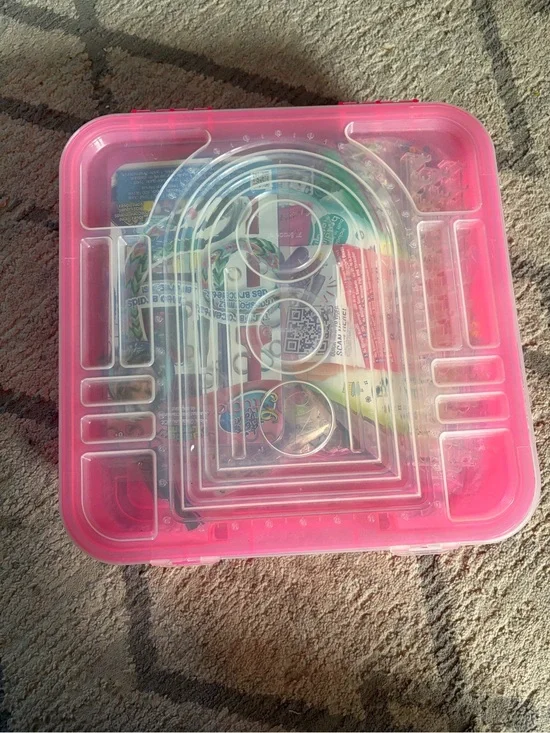 Pink Clear Plastic Craft Storage Box