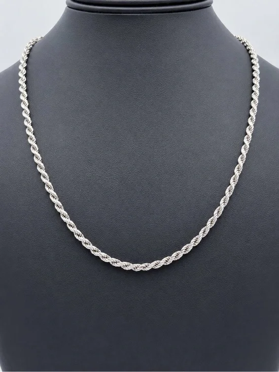 Italy 925 Sterling Silver solid Rope chain necklace 20” 4mm