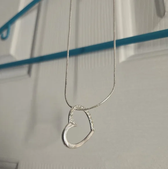 Silver Heart Necklace with Sparkling Accents 2006