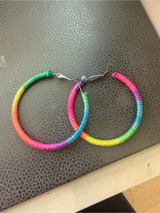 Kids Rainbow Hoop Earrings - Multicolor