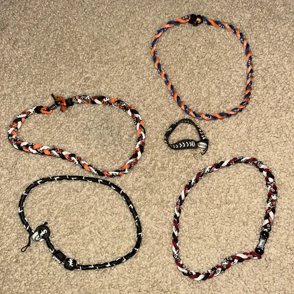 Set of Four Braided Necklaces and Bracelet