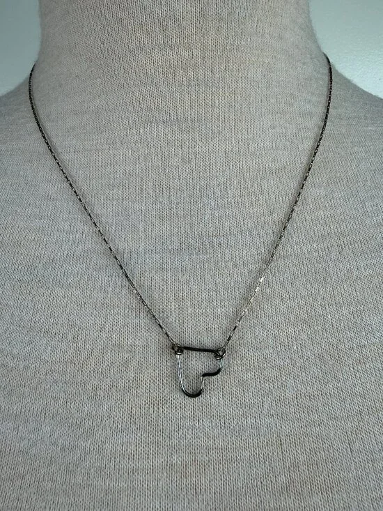 Sterling Silver Open Work Heart Pendant Chain Necklace 20.5