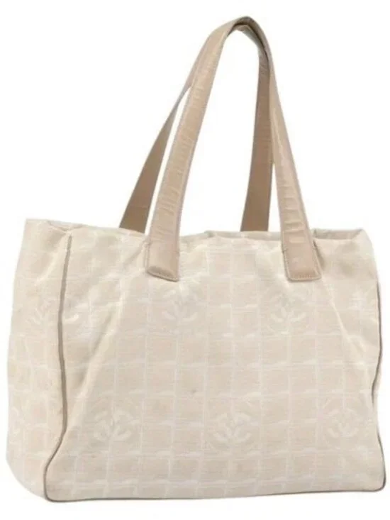 CHANEL New Travel Line Tote Bag Nylon Pink Gold CC Auth BA9876