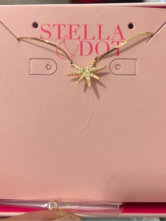 Stella & Dot Gold Starburst Crystal Necklace