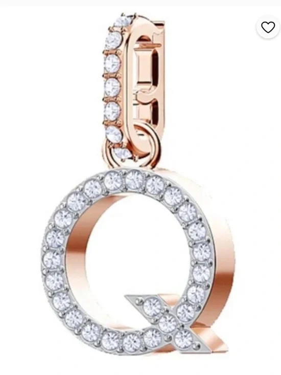 Swarovski Rose Gold Crystal Letter Q Charm Pendant 5437628