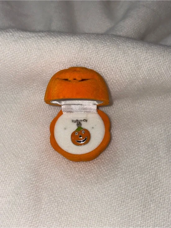 Cute Pumpkin Charm Pendant Necklace in Orange