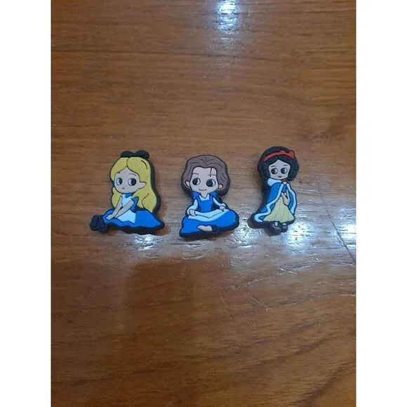 Lot Of 3 Disney Princess Themed Croc Charm Jibz‎ Cinderella Snow White Belle