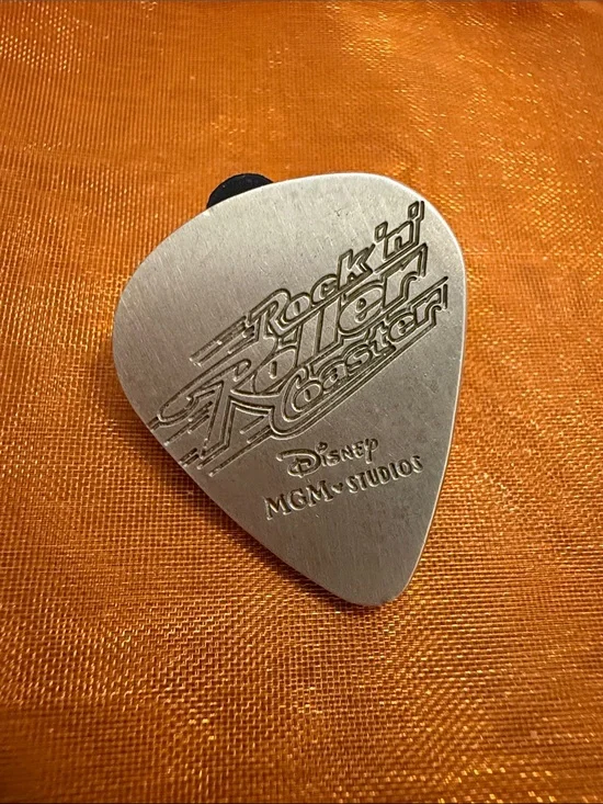 Disney Collectible Retired Pin,Rockin’ Roller Coaster,guitar pick shape,1.25”x1”
