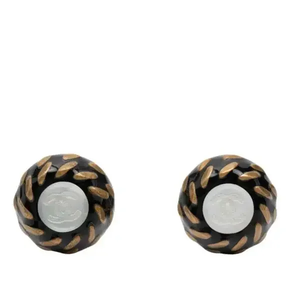 CHANEL Black Logo Earrings