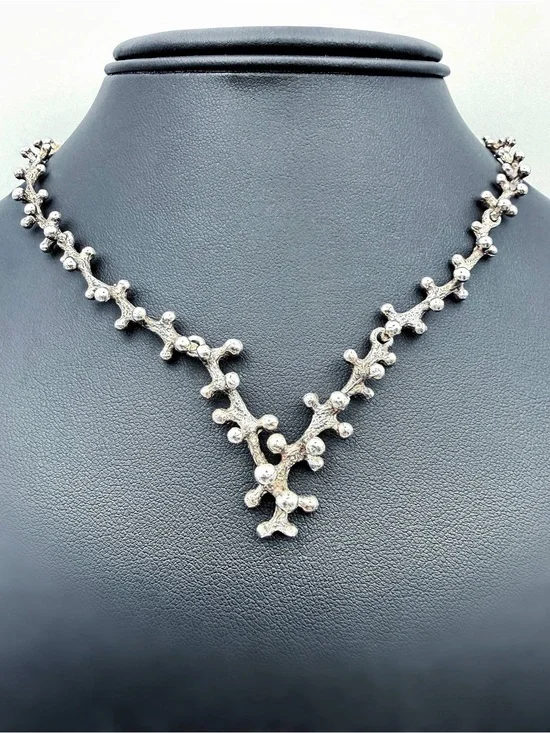 Vintage 925 Sterling Silver Coral Reef Sea Necklace Chain 16” 2mm