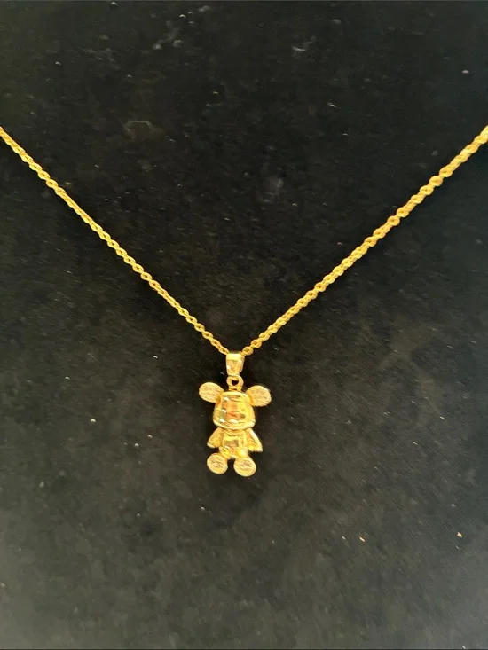 Gold Teddy Charm Pendant Necklace - Women's Jewelry