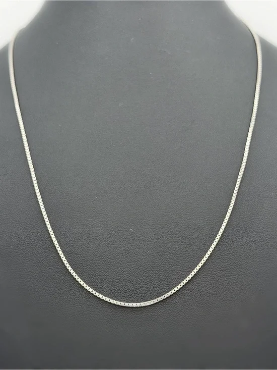 Italy 925 Sterling Silver Solid Box Link Chain Necklace 20” 1mm