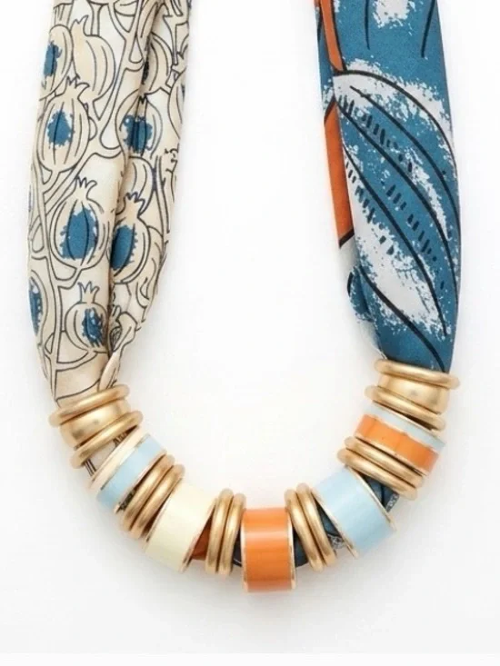 NWT ⚜️🧡💙⚜️ Piper K Adjustable Satin Scarf Necklace