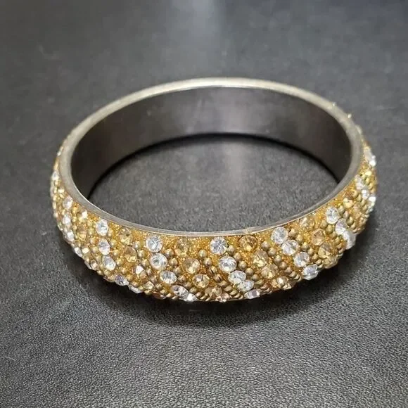 Glittery gold rhinestone bangle bracelet 7.25